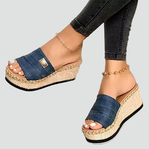 Women's Wedge Heel Braided Sole Slippers