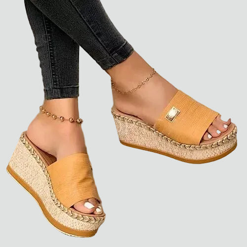 Women's Wedge Heel Braided Sole Slippers