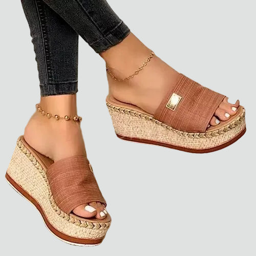 Women's Wedge Heel Braided Sole Slippers