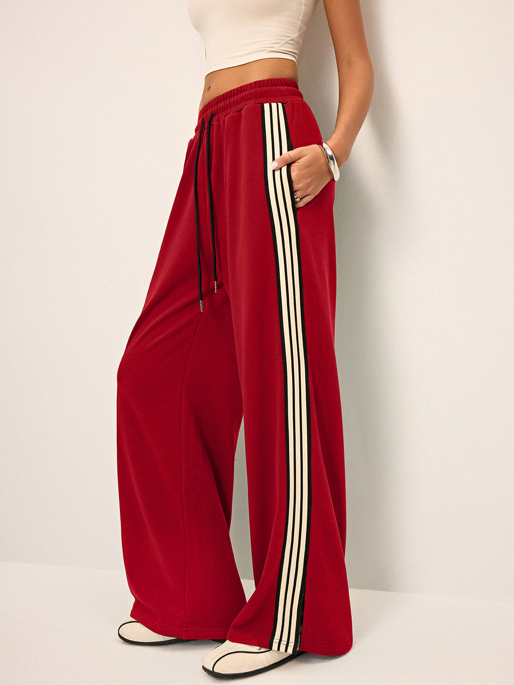 Women's Wide Leg Joggers with Elastic Waist