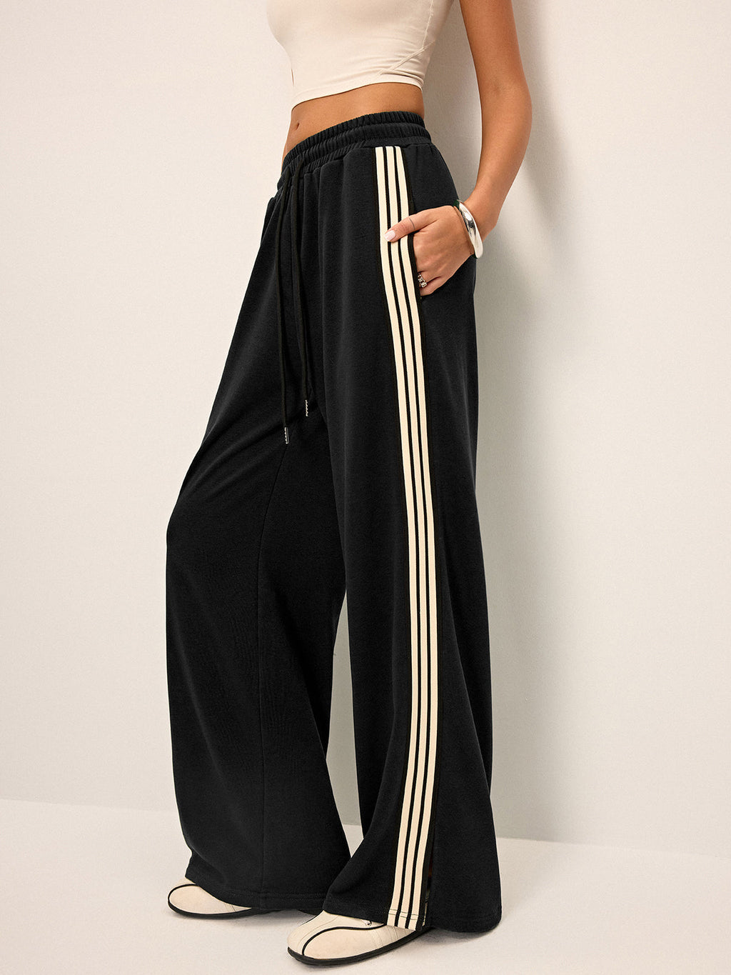 Women's Wide Leg Joggers with Elastic Waist