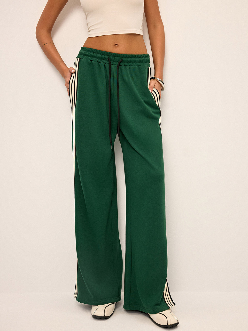 Women's Wide Leg Joggers with Elastic Waist