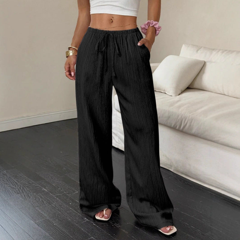 Women's Wide Leg Textured Trousers
