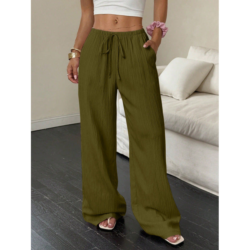 Women's Wide Leg Textured Trousers