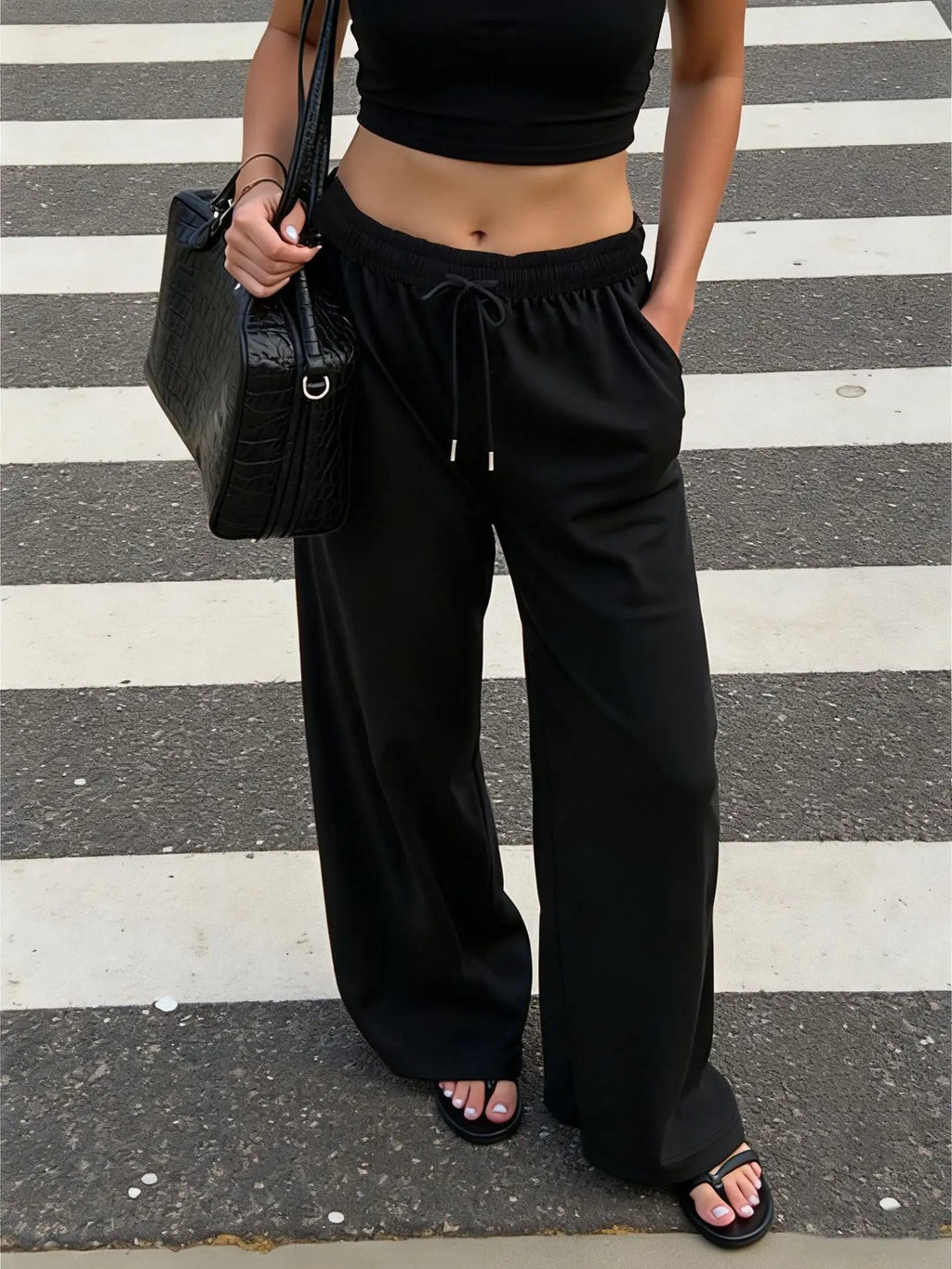 Women's Wide Leg Trousers with Pockets