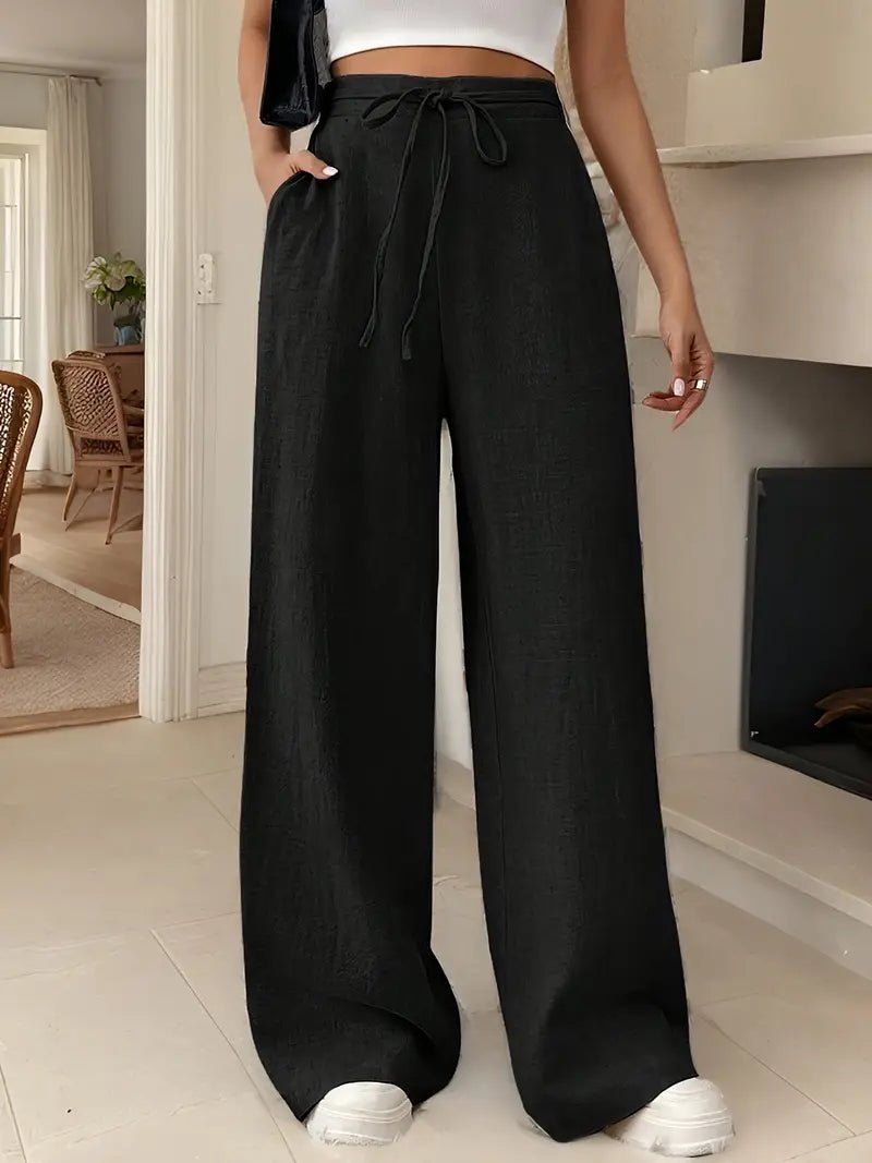 Women's Wide Leg Trousers with Tie Front