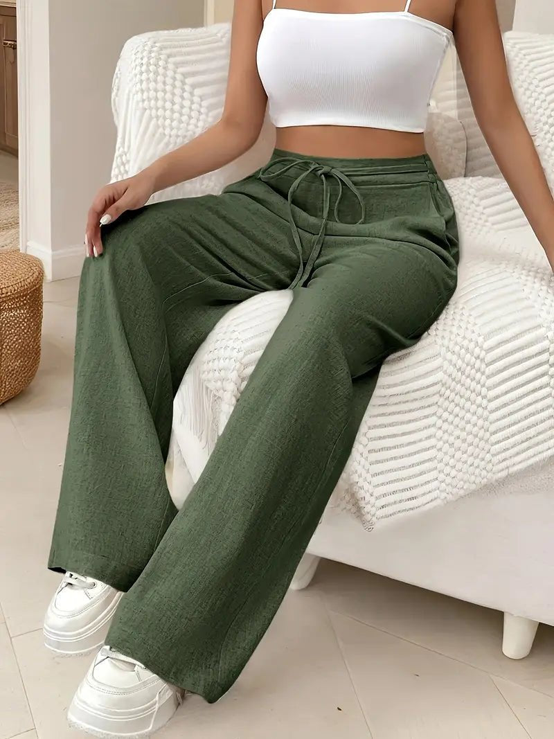 Women's Wide Leg Trousers with Tie Front