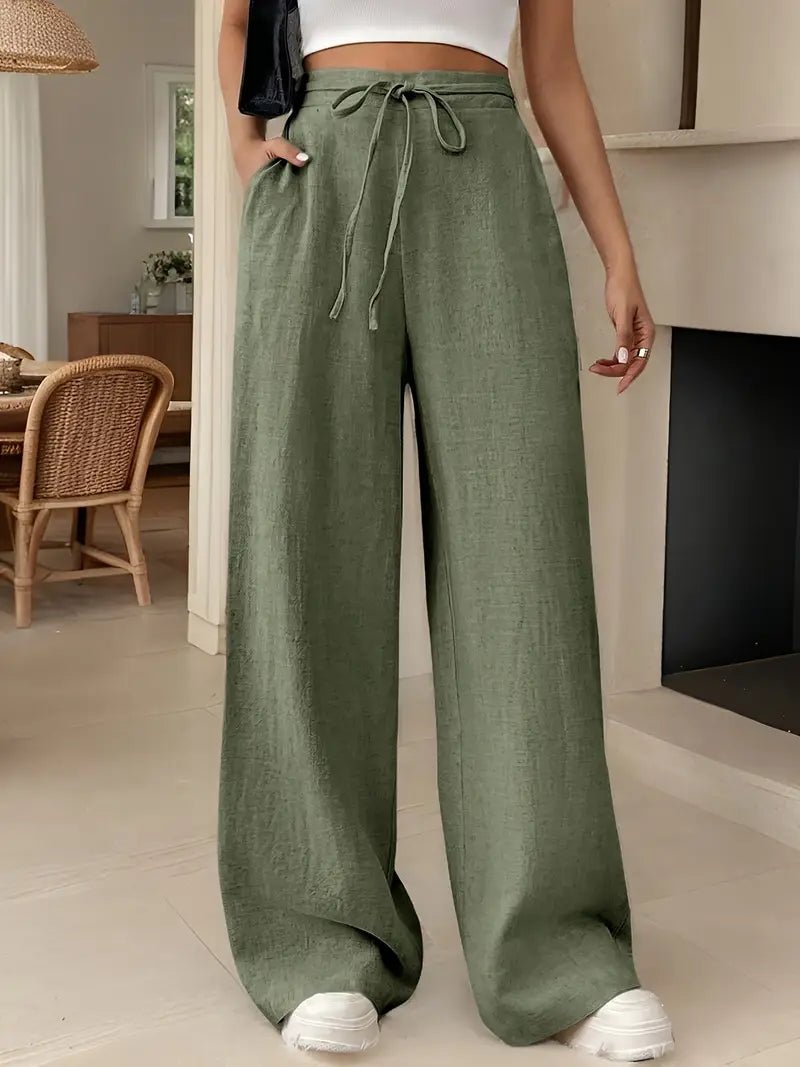 Women's Wide Leg Trousers with Tie Front